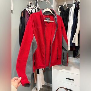 American Eagle red & grey men’s zip up fleece XL